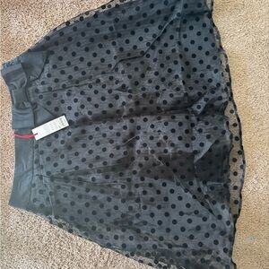 Elle Black Mesh Polka Dot Skirt